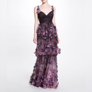 Marchesa 3D Floral Tiered Gown